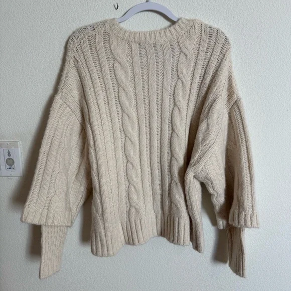 Zara Cream Cable Knit Layered Sweater - Picture 2 of 3
